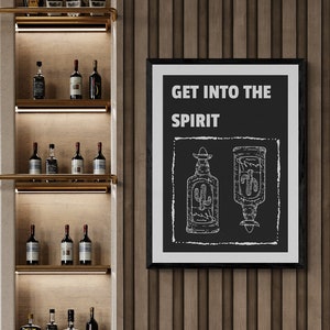 Tequila bar cart art print | Get into the spirit | A5 / A4 poster | wall art | Kitchen alcohol | Masculine printable decor