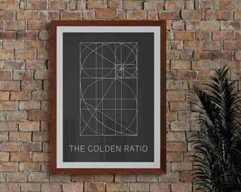 Fibonacci Golden Ratio Art Print, Geometric Shapes Poster (Digital Download)