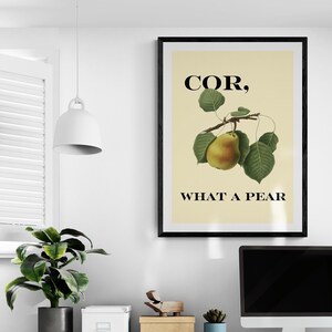 Cor, che pera, stampa artistica fruttata / A5 / poster A4 / arte murale / divertente gioco di parole omofono / eccentrico, sfacciato e sciocco / illustrazione vintage di frutta