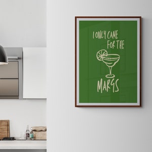 Cyfrowy wydruk artystyczny Margarity, plakat do pobrania, sztuka ścienna, kolorowa, jasna, śmiała, zabawna i odlotowa, wystrój baru kuchennego z alkoholem i koktajlem