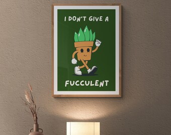 Retro Sukkulenten Art Print, Lustige Pflanzenliebhaber Dekor (Digitaler Download)