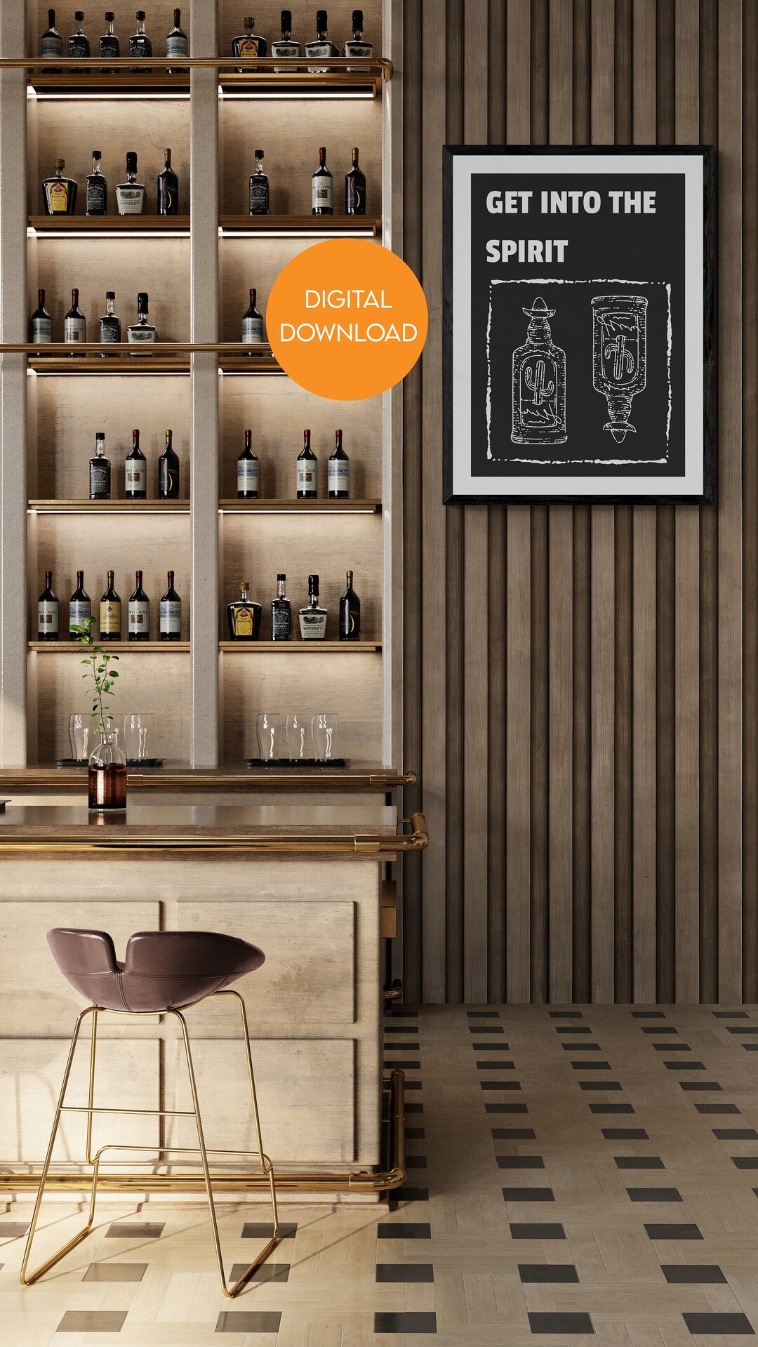 Tequila Bar Cart Art Print, Liquor Bottle Sign (digital Download) - Etsy