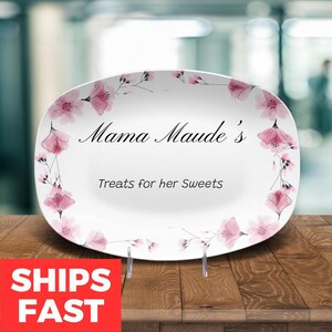 Cherry Blossom Platter, Custom Treats Platter, Floral Serving Platter, Personalized Family Platter, Custom Name Platter, Easter Platter