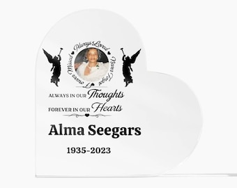 Heart Acrylic Memorial Plaque, Personalized Photo Keepsake, Angel Decor