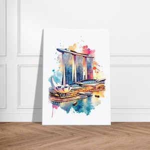 Marina Bay Sands Singapore Travel Print Marina Bay Sands Wall Hanging Home Decoration Marina Bay Sands Gift Art Lovers Wall Art on Canvas