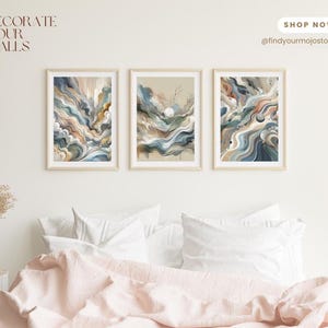Space Waves Calming Neutral Nature Inspired Wooden Framed Wall Art Wave Painting for Wall Decor Big Waves Wall Art Modern Waves Surfing Art