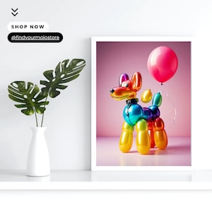 Printed Poster balloon dog poster Trendy wall art Cute Preppy room decor Balloon dog print Nursery decor Kids room Wall Art
