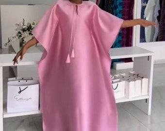 Mikado Silk Boubou, Kaftan for Women, Long Dress for Women, Rich Aunty Dress Style, Silk Boubou Gown, African Wedding Guest Dress, Silk Bubu