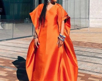 Mikado soie bubu, caftan pour femme, robe longue pour femme, robe de tante riche, robe boubou en soie, robe d'invitée de mariage africain, robe caftan en soie