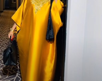 Luxury Mikado Silk Bubu Dress, Mikado Kaftan for Women, Maxi Dress for Women, Rich Aunty Bubu Style, Silk Boubou Gown