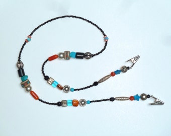 Southwestern Colors, Flowers & Stars Highlight This Women's Eyeglass Chain With Clips that Grip