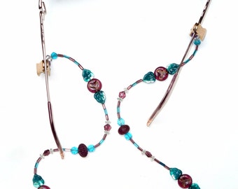 Women/Girls Bead Lightweight Eyeglass Chain - Birds, Wine and Blue Colors With Clips