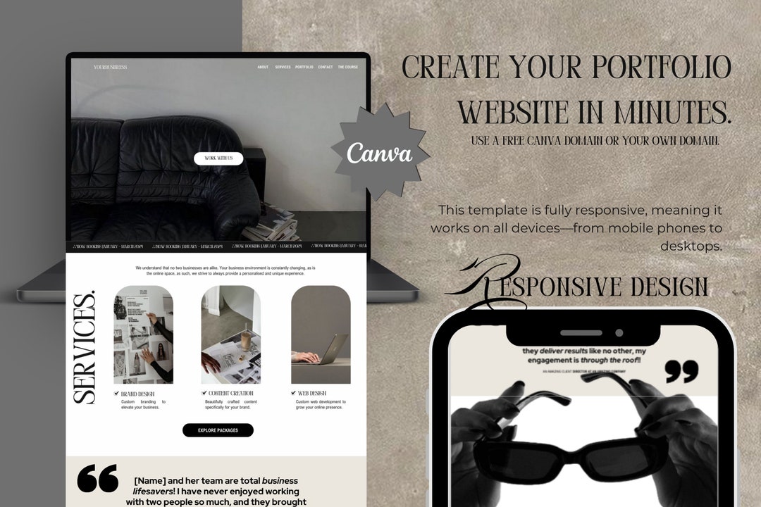 Canva Website Template for Social Media Manager, Marketing Agency ...