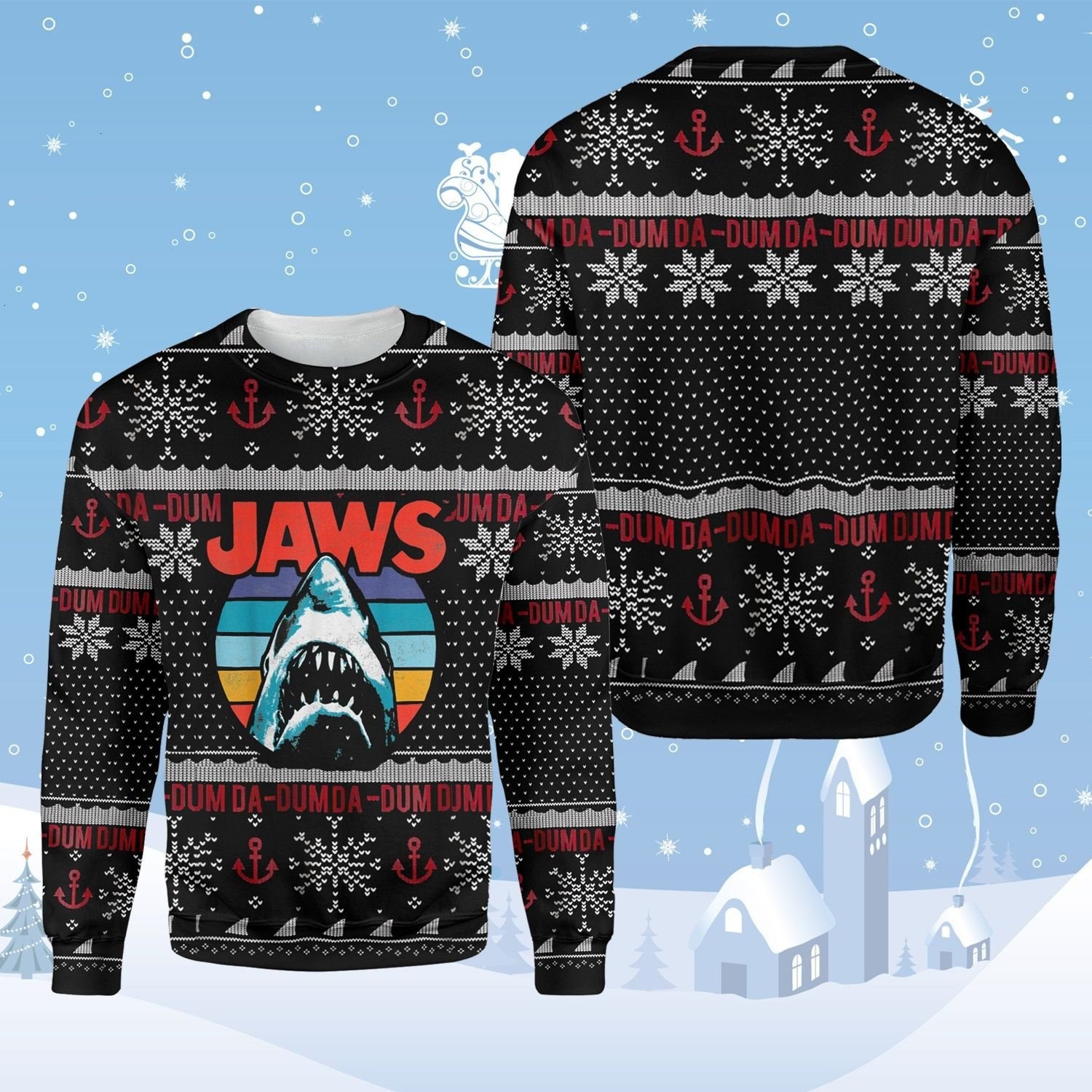 Discover Jaws Horror Shark Vintage 3D Sweater