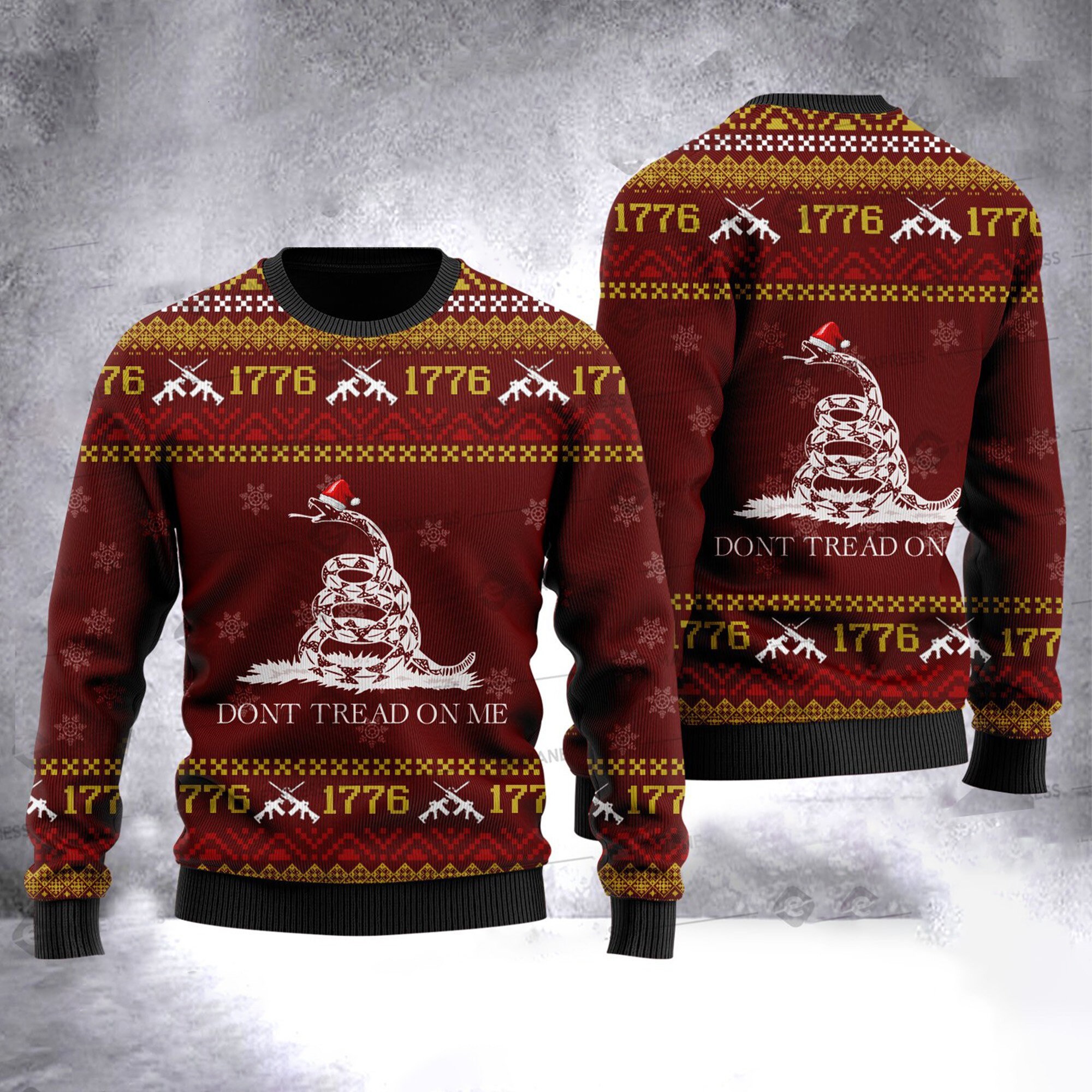 Dont Tread On Me All Over Printed Ugly Christmas 3D Sweater