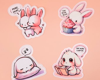 Cute Bunny Sticker - Waterproof Vinyl Sticker - Water Bottle Sticker - Car Decal - Laptop Sticker - Ez Peel Stickers