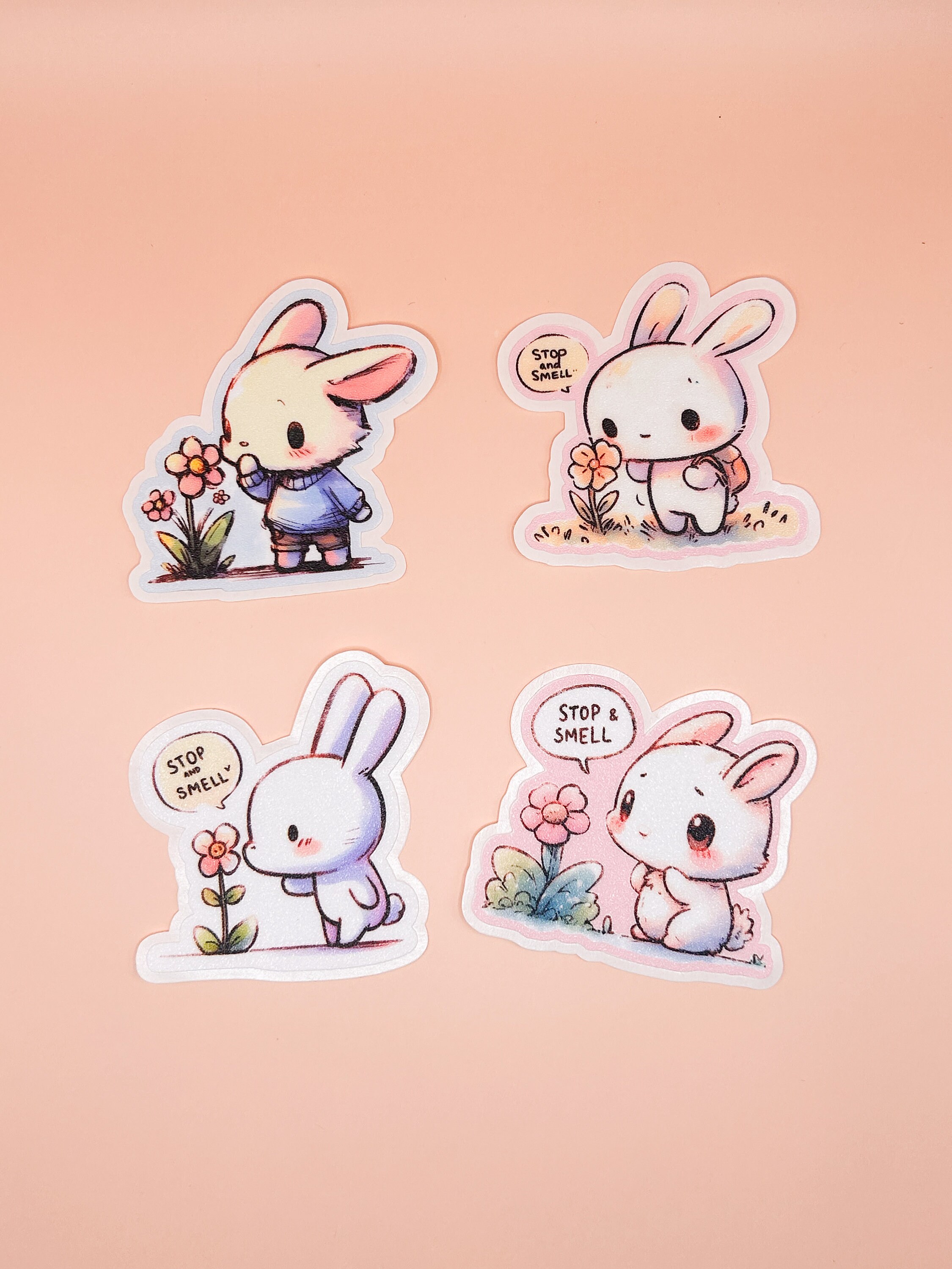 Cute Bunny Sticker Set - Bunny Stickers - Waterproof Vinyl Sticker - Water Bottle Sticker - Car Decal - Laptop Sticker