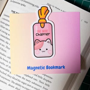 Cute Kitty One More Chapter Magnetic Bookmark, Book Accessories, Book Lovers, Bunny Bookmark, Page Holders, Gift for Her