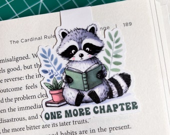 One More Chapter Racoon Magnetic Bookmark, Book Accessories, Book Lovers, Cute Bookmark, Page Holders, Gift