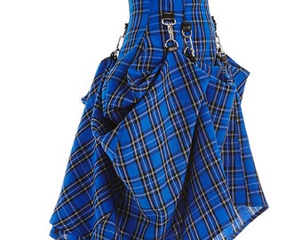 Blue Black Plaid Tartan  SteamPunk Victorian Bustle Custom Made  Skirt