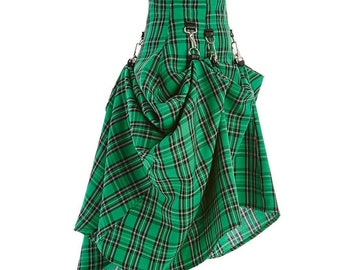 Green Black Plaid Tartan  SteamPunk Victorian Bustle Custom Made  Skirt
