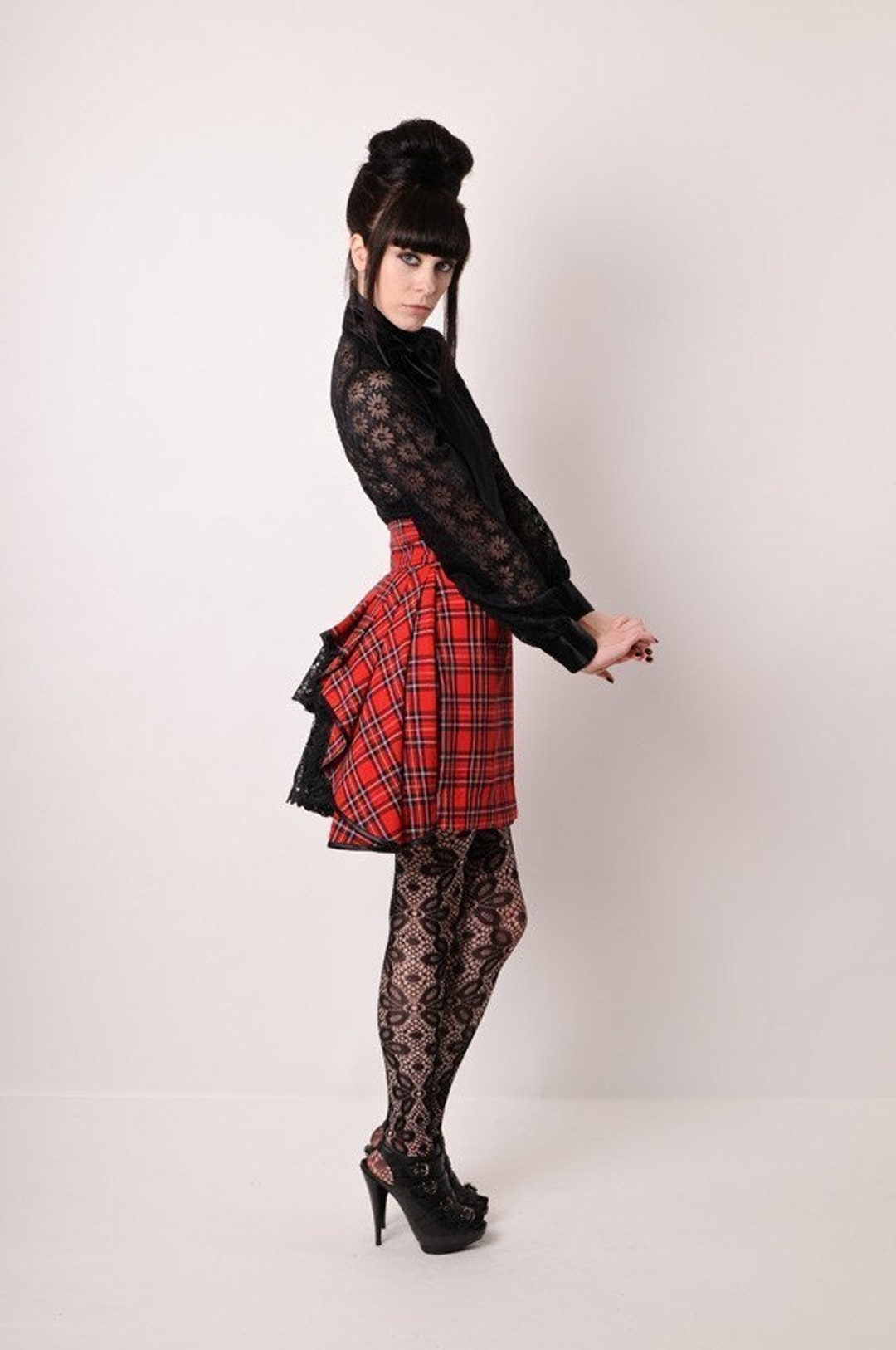 Last One Plaid High Waist Red Black One of a Kind Victorian
