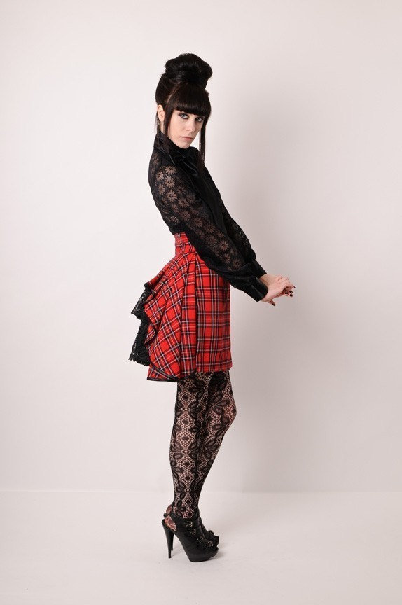 Plaid skirt with black tights 2025