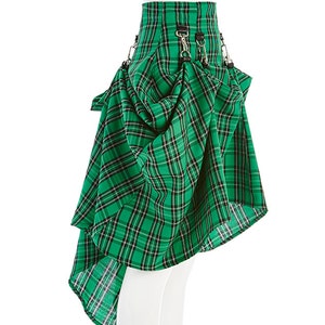 Green Black Plaid Tartan SteamPunk Victorian Bustle Custom Made Skirt image 2