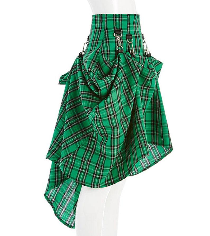 Green Black Plaid Tartan SteamPunk Victorian Bustle Custom Made Skirt image 2
