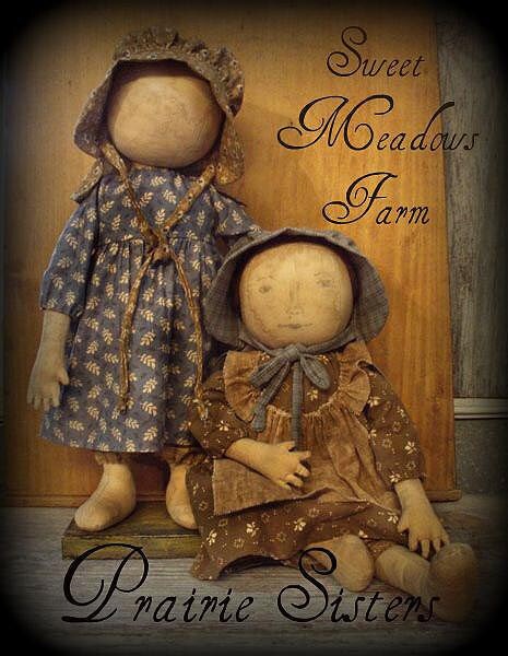 E-PATTERN Primitive Early Prairie Dolls Standing or Sitting
