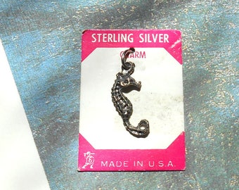 Vintage Fort of Providence Sterling Silver Seahorse Charm Pendant - Made in USA, Tropical Ocean Beach Charm, Summer Vacation, Souvenir Charm