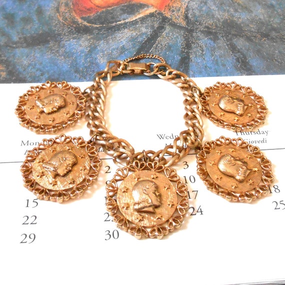 Vintage Judy Lee Gold Charm Bracelet, Young Girl … - image 2