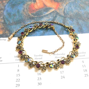 Vintage Swarovski Crystal Amethyst Fleur de Lis Necklace - Gold Lily, Purple Crystal, French Crown, France, St Joan of Arc, St Jeanne d&#39;Arc