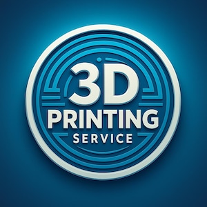 May include: A circular logo with the text "3D PRINTING SERVICE" in white and blue. The logo has a 3D effect with concentric blue lines and a white border, set against a dark blue background.