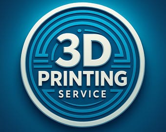 May include: A circular logo with the text "3D PRINTING SERVICE" in white and blue. The logo has a 3D effect with concentric blue lines and a white border, set against a dark blue background.