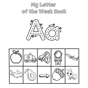 Libro de 20 páginas Mi letra de la semana: Letra Aa Preescolar Escuela en casa Preescritura Reconocimiento de letras Descarga digital Imprimible 8.5x11