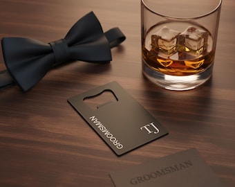 Personalized Groomsmen Bottle Opener: Engraved Credit Card Design