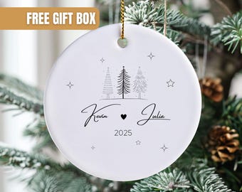 Couples Christmas Ornament – Personalized Names Christmas Ornament, First Christmas Together, 3×3 Ceramic, New Couple Gift
