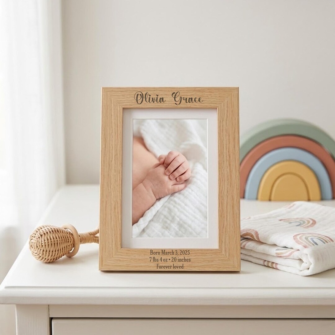 Personalized Baby Photo Frame Custom Engraved Baby Shower Gift Natural ...