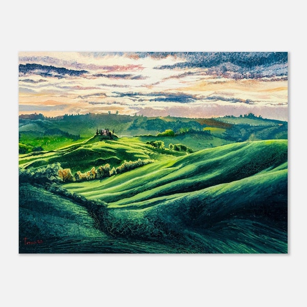 Tuscany Original Painting, Italian Classic Landscape, Val D’orcia Sunset, Tuscany Hills, Serenity Landscape, Wall Art Home Decoration