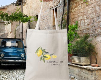 Custom Italian Canvas Tote Bag: Sorrento Citrus Wedding Favor