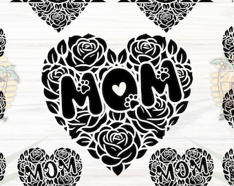 Mothers Day Bundle Mom Heart Floral SVG, Mothers Day Gift, Laser Cut File, Sublimation Design, Cricut Vector, Digital Download