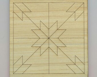 G11 - Hunters Star Style Quilt Pattern DIY, Unfinished Wood Cutout, Paint by Line, Wood Barn Quilt, DIY Unfinished Paintable Wood Wall Decor