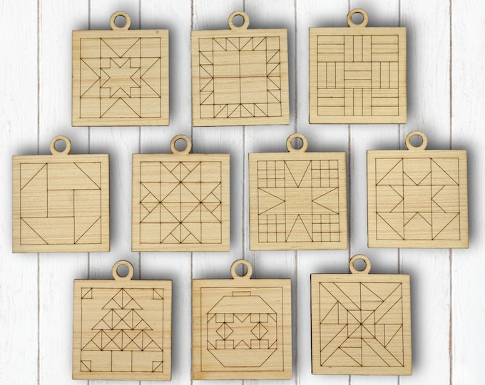 Featured listing image: Set 3 - DIY Barn Quilt Pattern Ornaments Painting Kit, DIY Craft Kit, Ornament Painting Kit, Christmas Craft, Holiday DIY, Holiday Party CO3