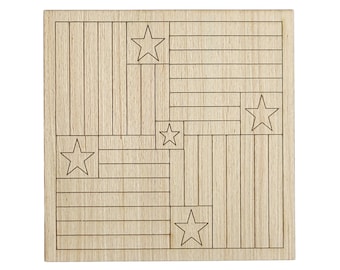 P3 - Stars & Stripes Barn Quilt, Unfinished Wood Cutout, Paint by Line, Wood Barn Quilt, DIY Unfinished Paintable Wood Wall Decor Farm
