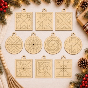 S1 - DIY Barn Quilt Pattern Ornaments Painting Kit, DIY Craft Kit, Ornament Painting Kit, Christmas Craft, Holiday DIY, Holiday Party CO1