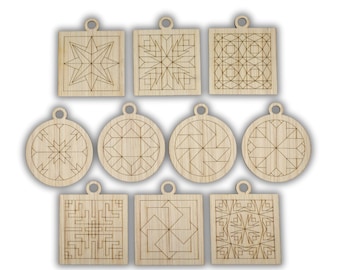 DIY Barn Quilt Pattern Ornaments Painting Kit, DIY Craft Kit, Ornament Painting Kit, Holiday Christmas Craft, Holiday DIY, Holiday Party CO8