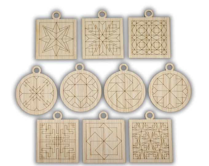 DIY Barn Quilt Pattern Ornaments Painting Kit, DIY Craft Kit, Ornament Painting Kit, Holiday Christmas Craft, Holiday DIY, Holiday Party CO8