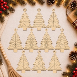 S4 DIY Barn Quilt Christmas Tree Ornaments Painting Kit: Set of 10