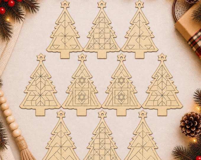 S4 DIY Barn Quilt Christmas Tree Ornaments Painting Kit: Set of 10